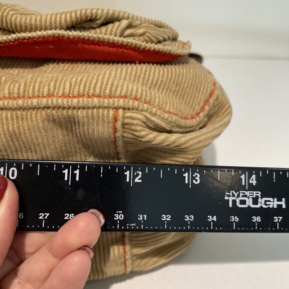 VTG Y2K American Eagle Corduroy Messenger Crossover Bag Beige Zip Pockets Boho - Picture 8 of 14